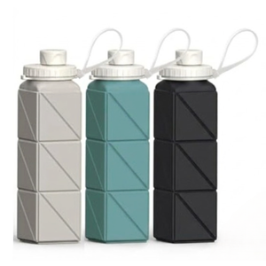 BEAUTAIL Collapsible Water Bottles 20.6oz, Silicone Foldable Portable Travel Water Bottle, BPA-Free, Leakproof Reusable for Traveling Hiking Sports, 3 Pack (Starlight+Blue+Black)