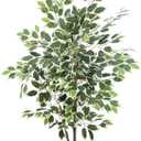 Yepdin Artificial Ficus Tree - 4 FT Tall Silk Fake Tree with Pot - Lifelike Foliage & Branches for Indoor/Outdoor Decor
