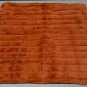 Pallene Faux Fur Plush Fall Throw Pillow Covers 16x16 Set of 2, Luxury Soft Fluffy Striped Decorative Pillow Covers for Sofa, Couch, Living Room, Rust