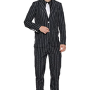 EraSpooky Men's 1920s Gangster Costume Wide Pin Stripe Suit Include Jacket Pants Shirt Front with Attached Necktie M