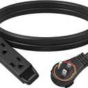 DEWENWILS 10FT Flat Plug Extension Cord, 360 Rotating Plug, 3 Prong Ultra Thin Power Strip, 13A/125V/1625W, 16 Awg Grounded Flat Power Cable for Indoor Narrow Space, SPT-3, ETL Listed, Black