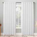 Sun Zero Belize 2-Pack Magnetic Closure Theater Grade 100% Total Blackout Back Tab/ Rod Pocket Curtain Panel Pair, White, 52" W x 84" L (2 Panels)