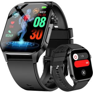 Advanced Health Smartwatch for Women Men with Real-Time Monitoring of Heart Rate, Blood Oxygen, Body Temperature, Blood Pressure, Sleep Auality and Stress Levels.Always-On Display, for Android & iOS