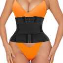Women Waist Trainer Cincher 3 Straps - Tummy Control Sweat Girdle Workout Slim Belly Band for Weight Loss (Black, L)
