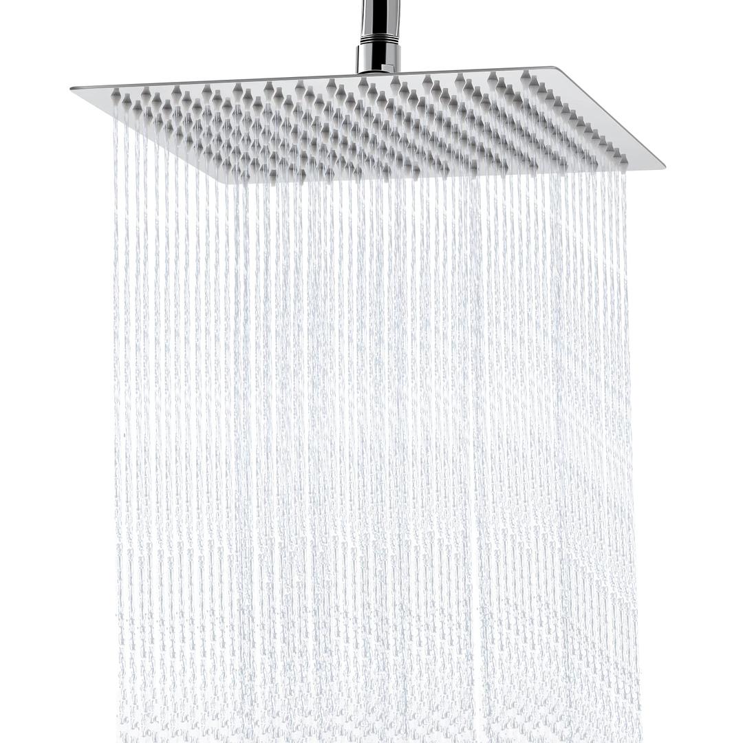 Aiscsc Rain Shower Head - 10 Inch High Pressure Shower Heads 304 Stainless Steel Ultra Thin Square Showerhead Pressure Boosting Design, Ceiling or Wall Mount