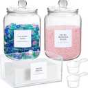 Glass Jars and Dryer Sheet Holder, Dispenser Set with Lids and Labels, Containers for Laundry Room Organization and Storage, Half Gallon Airtight Glass jars, Acrylic Storage Box for Laundry supplies, (Clear)