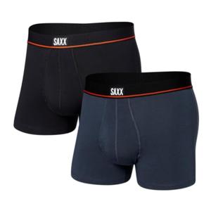SAXX Underwear Co. Men's Non-Stop Stretch Cotton Trunk Fly 2-Pack, Deep Navy/Black, Large