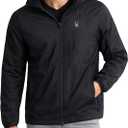 Spyder Mens Windbreaker Jacket - Lightweight Insulated Water-Resistant Active Zip Up Hooded Windbreaker Jackets for Men (Small, Black)