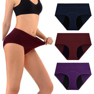 Womens Leak-Resistant Cotton Underwear - Soft Stretch High-Waist Briefs Multipack for Everyday Freshness & Comfort (Multicolor)