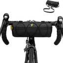 ROCKBROS Bike Handlebar Bag Small Bicycle Handle Bar Bag Handy Front Bike Bags Handlebar Storage Pouch Pack with Shoulder Strap Little Mountain Road Bike Barrel Bag (Black)