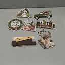 6 Pcs Winter Wonderland Wooden Table Decorations Christmas Wood Tabletop Sign Centerpiece Rustic Decorations for Office Farmhouse Home Decor