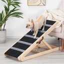 Wooden Adjustable Pet Ramp for All Dogs and Cats - Non Slip Carpet Surface and Foot Pads - 40" Long and Adjustable from 12 to 24 - Up to 200LBS - Folding Dog Car Ramps for SUV, Bed, Couch