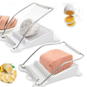 Luncheon Meat Slicer 1 Piece, BEMINH Egg Fruit Slicer Soft Food Cheese Sushi Cutter Canned Meat Cutting Machine with 10 Wires Stainless Steel Kitchen Splitter Meat Slicer (White)