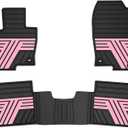 TTX LIGHTING Rubber Floor Mats for Mazda CX-5 2017-2025 | All Weather Heavy Duty Custom Fit Car Liners, 1st & 2nd Row, Black & Pink