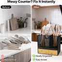 Kitchen Utensil Holder Countertop, Extra Large Utensil Organizer with Drawer, 2-In-1 Utensil & Silverware Holder for Countertop, Kitchen Organizer for Cookware Spatula, with Quick Dry Diatomite Base