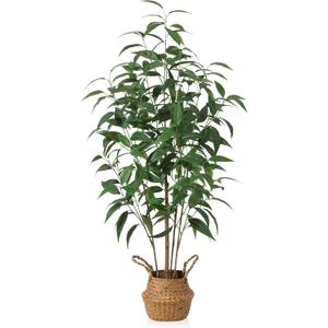Artificial Eucalyptus Tree,4Ft Tree Fake Plant in Pot for Home and Office Decor,Potted Faux Plants Tall Artificial Trees for Indoor, Outdoor