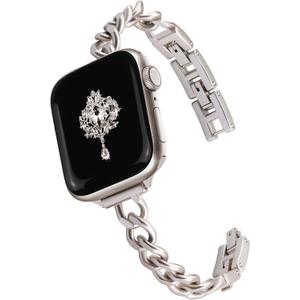 Newlibery Slim Starlight Band for Women Feminine Elegant Compatible with Apple Watch 38/40/41/42mm (S10/11) Adjustable Metal Strap Dressy Chain Bracelet for iWatch Series 11/10/9/8/7/6/5/4/SE/3/2/1