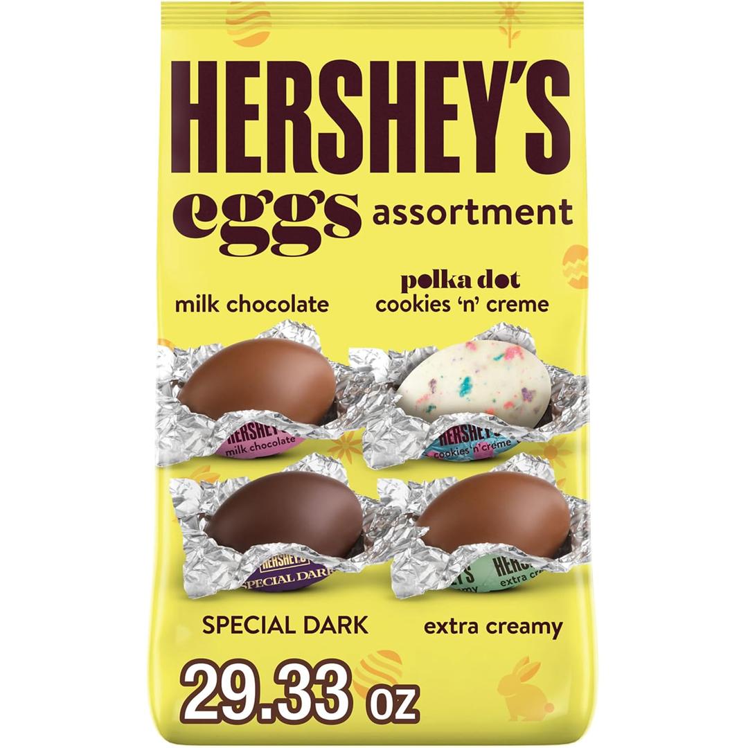HERSHEY'S Assorted Flavored Eggs, Easter Candy Bulk Bag, 29.33 oz (EXP 08/31/26)