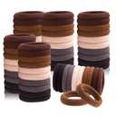 Hair Ties for No Damage, 100 PCS Soft Seamless Cotton & Nylon Elastic Ponytail Holders, Rubber Bands for Thick Hair, Hair Accessories for Girls & Women (Color Neutral 100)