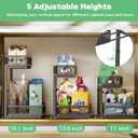 Under Sink Organizer 2 Pack, High Adjustable 2 Tier Under Sink Organizers and Storage, Slide out Metal Cabinet Organizers, Pull out Storage Drawer Shelf for Kitchen Bathroom Cabinet