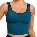 RUNNING GIRL Sports Bras for Women,Longline Workout Crop Tank Tops Padded with Built in Shelf Padded Sports Bra (Medium, Dark Blue)