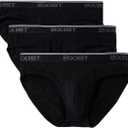 2(X)IST mens Cotton Stretch No Show Brief 3-pack (Large, Black/Black/Black)