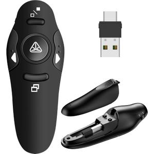 Presentation Remote Clicker, USB A & USB C Wireless Presenter for PowerPoint Presentation Remote, RF 2.4GHz Slide Advancer for Mac, Keynote, Computer, Laptop