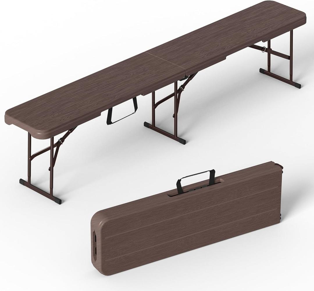 VSOAEIL 6 Foot Folding Bench, 6 FT Foldable Plastic Bench Indoor & Outdoor, 1 Pack