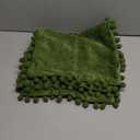 CaliTime Throw Pillow Covers Decorative 20 X 12 Inches Pack of 2 Cozy Solid Dyed Soft Chenille Cushion Cases with Pom Poms for Couch Sofa Bed Living Room Home Forest Green