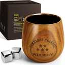 SALUNA Wooden Whiskey Glass Set - Charred Wooden Bourbon Drinking Glass, Whisky Glasses Bourbon Gifts for Men, Dad or Brother on Birthday Christmas Anniversary Retirement 10 OZ