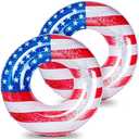 Zhanmai Patriotic Inflatable Pool Float Tube Cool USA Flag Design Water Swimming Ring Floaties Inflatable Tube Pool Tubes Water Swimming Ring Pool Floaties for Beach Lake Pool, 36 Lnch(2 Pieces)
