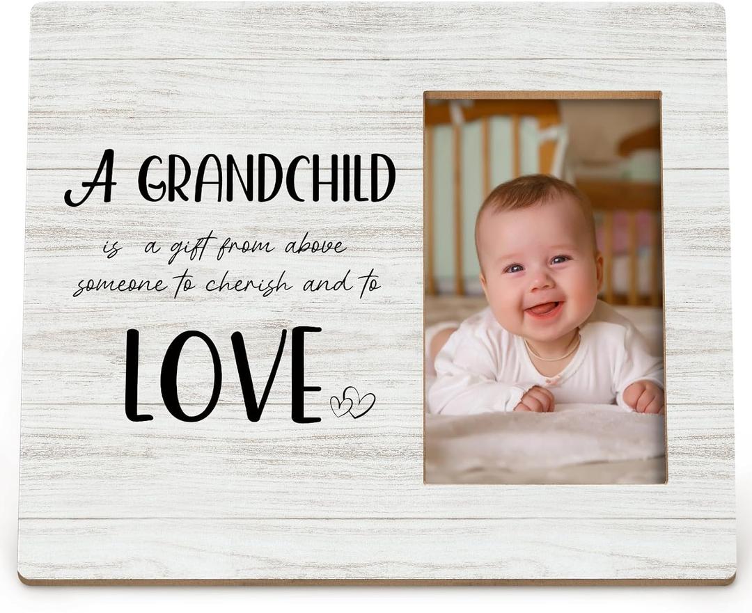 Grandparents Day Gifts, Grandparents Picture Frames, First Time Grandparent Grandma Grandpa Gifts, Grandkids Photo Frame, Grandpa Grandma Grandchildren Wood Picture Photo Frame for 4x6 Photo (love)