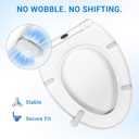 KHE Elongated Toilet Seat 18.5 Inch, Soft Close Toilet Seat with No-Touch Handle, Quick Release for Easy Cleaning, Non-Slip Bumpers, Durable PP, White