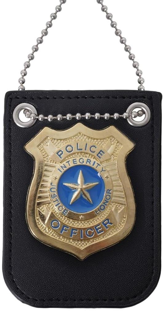1 PC Police Badge Pretend Play Toys Set with Chain and Belt Clip for Kids Dress Up Game, Detective Role Play