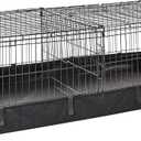 Amazon Basics Leakproof Canvas Bottom Guinea Pig Pet Cage with Divider Set, Black, 47.6"L x 24.2"W x 14.0"H
