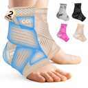 DRNAIETY 2 Pack Copper Ankle Brace for Men & Women - Adjustable Ankle Support Compression Sleeve, for Plantar Fasciitis, Achilles Tendonitis, Foot Pain, Swelling - Everyday Use(Skin Tone,M)