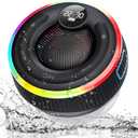 TECKNET Bluetooth Shower Speaker, IPX7 Waterproof Portable Wireless Speaker with RGB Light, BT 5.3, 10H Playtime, Built-in Mic, Suction Cup & TWS HD Stereo for Bath Beach Travel - Gift Ideas (Black)