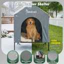 Pawaboo 47'' XL Dog House Outdoor for Medium Large Breeds, Weatherproof Large Dog Shelter, Elevated Dogs Bed & Breathable Mesh Windows, Larges Dogs Houses Outdoor/Indoor for All Seasons, Grey