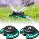 2 Pcs 9 Pattern Lawn Sprinkler - 360 Degree Small Garden Yard Sprinkler, Heavy Duty Base Metal, Covers up to 26.25 ft Diameter Area (Orange)(Green)