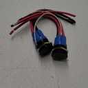 LED Latching Aluminum Push Button Switch 12-24V DC 20A 1NO On Off with Wire Socket (2, Green, 22mm)