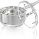 SUNHOUSE 1.5 Quart Stainless Steel Sauce Pan with Lid - PFOA-FREE, Stainless Steel Sauce Pan, Induction base, Stay-Cool Handle, Compatible with All Cooktops Gas, Geramic, Electric etc.