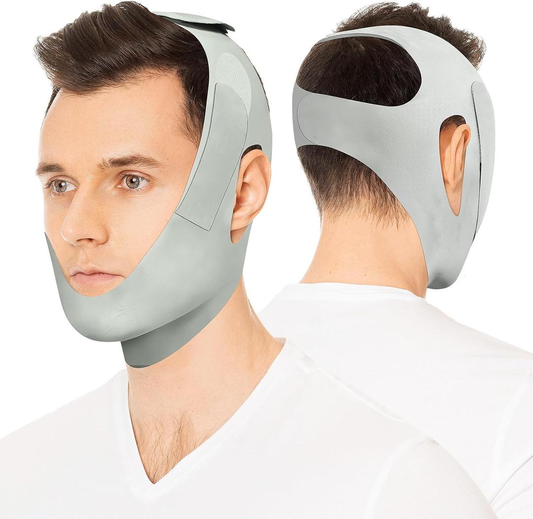 OHELEEP Anti Snore Chin Strap for CPAP Users, Snore Stopper Adjustable, Chin Strap for Sleeping Comfortable Stop Snoring Solution, Anti Snoring Devices Breathable and Reusable, Green, M+1