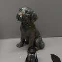 Dog Statue with Solar Lantern - Outdoor Statue Home Decor for Garden Backyard Porch Patio, 10.5 IN Puppy Lamps Figurine Lights Decorations Gift for Birthday, Valentine's Day, Dog Lovers (Aeruginous)