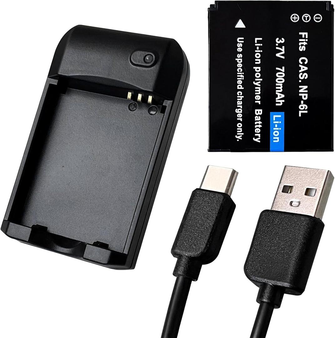 NP-6L Battery Charger, Digital Camera Battery Charger with CAS. NP-6L 3.7V 700mAh Rechargeable Lithium Battery