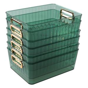 Clear Pantry Storage Organizer Bins, Green, 6 Packs