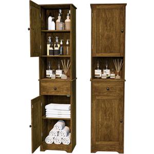 Viaozutis Tall Bathroom Cabinet, Storage Cabinet with 2 Doors & 2Drawer, with Ajustable Shelve, for Bathrooms, Kitchens,Entrances,BedroomsRetro Color