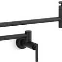 KOHLER K-35745-BL Contemporary Style Wall-Mount Pot Filler, Kitchen Sink Pot Filler Faucets, Matte Black