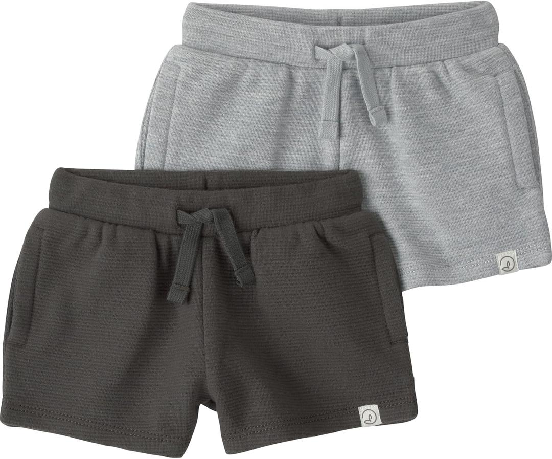 Little Planet by Carter's Boy 2-Pack Shorts Made with Organic Cotton, Grey, Black, 9M