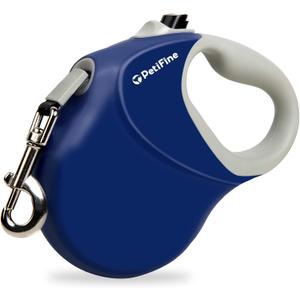 PetiFine 26ft/8m Heavy Duty Retractable Dog Leash for Large Dogs,Strong Extendable Dog Leash Up to 110 lbs, Reflective Nylon Tape Tangle Free (Blue)