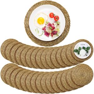 Colingmill 120 Sets 13 Inch Round Woven Placemats Bulk Farmhouse Boho